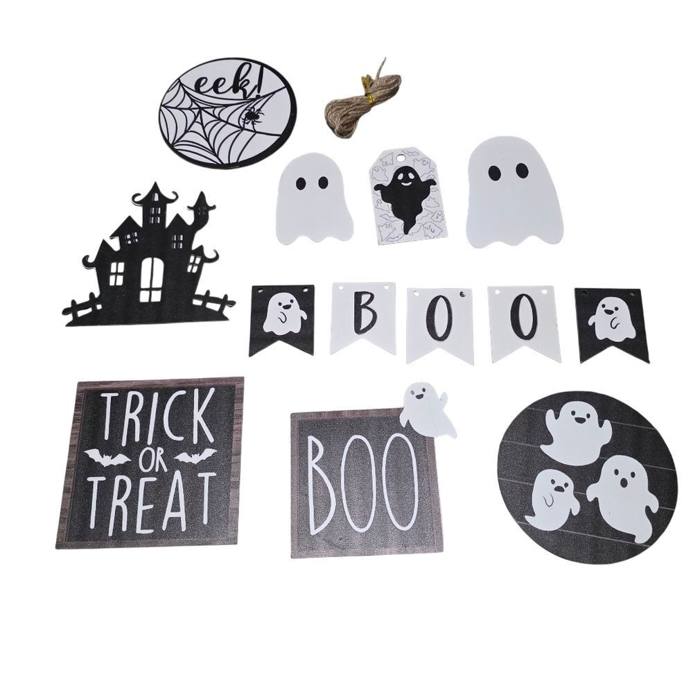 Halloween Ghost and Haunted House Tiered Tray Set